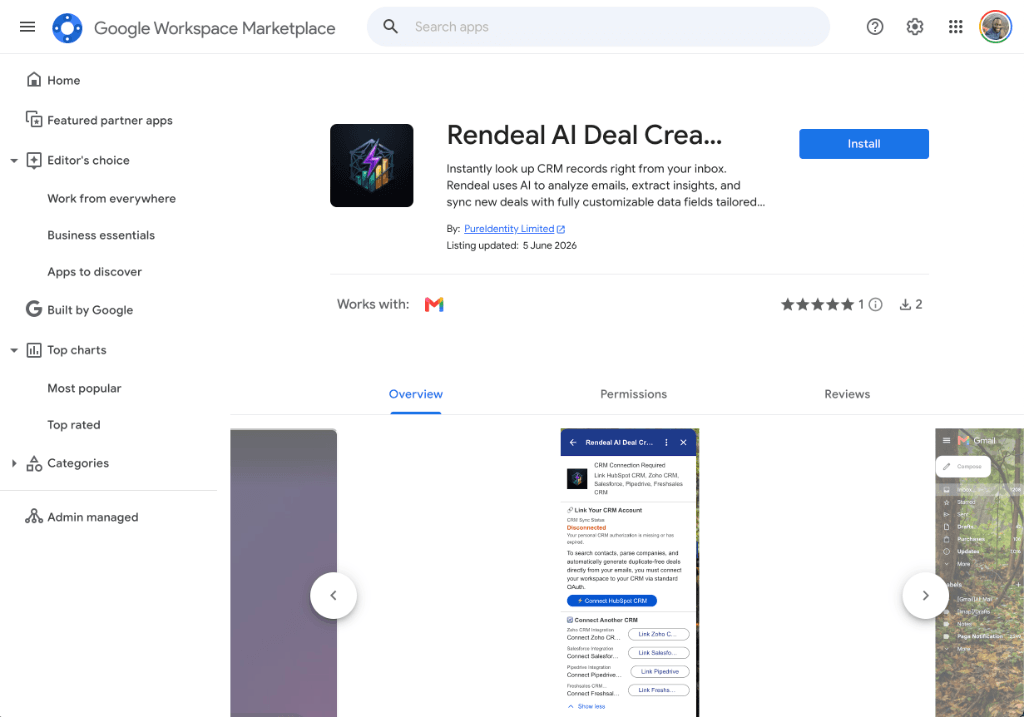 Google Workspace Marketplace Install Button